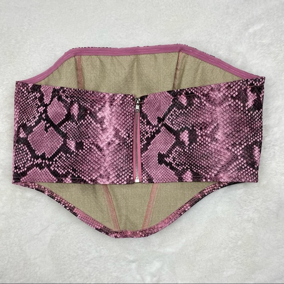 NWT Pretty Little Thing Pink PU Snake Bandeau Longline Top - Picture 8 of 11